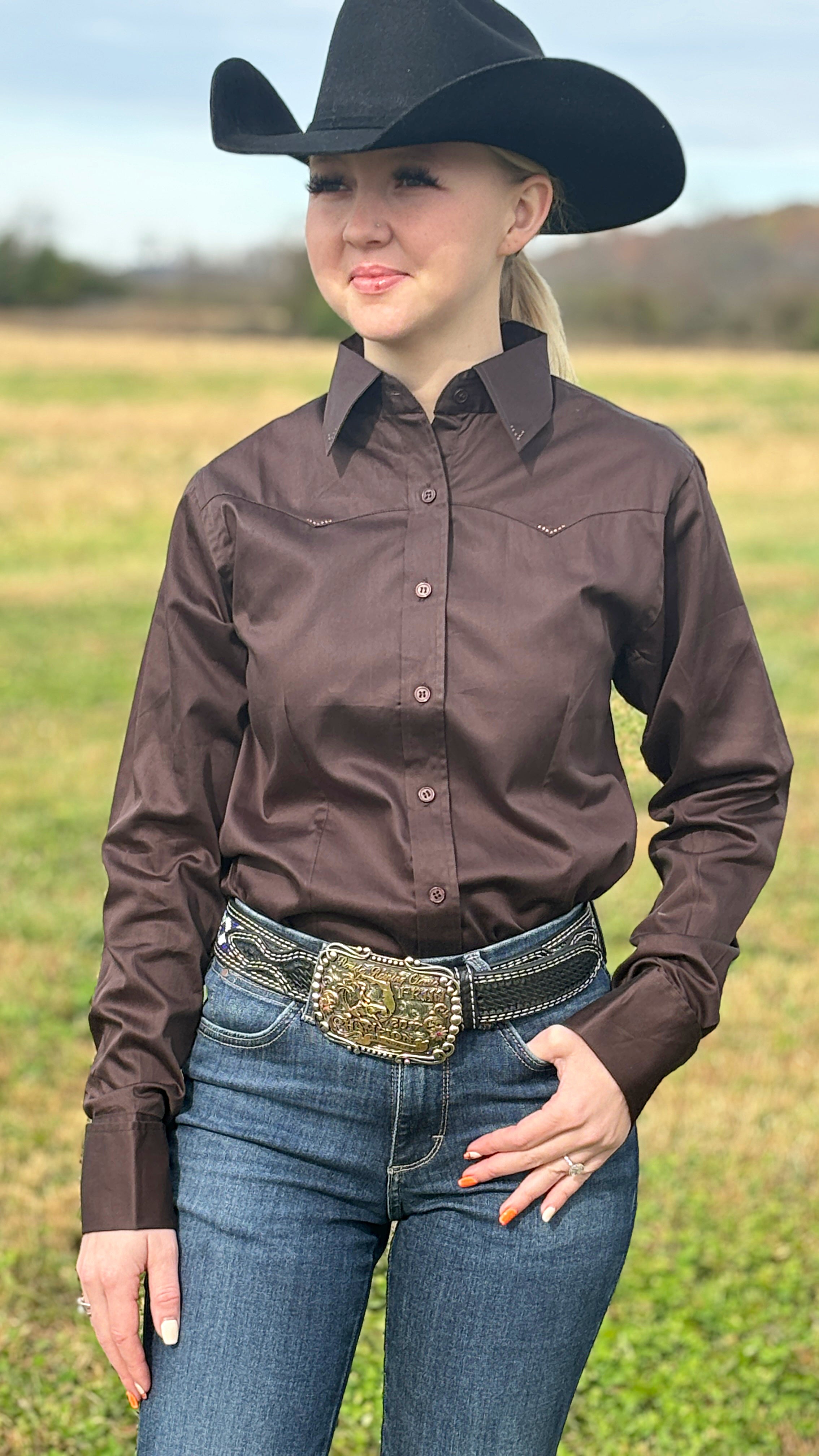 Sateen Solid Shirts ~ Chocolate - Henderson's Western Store