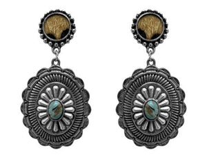 Load image into Gallery viewer, Western Style Concho Drop Statement Earrings - Henderson&#39;s Western Store