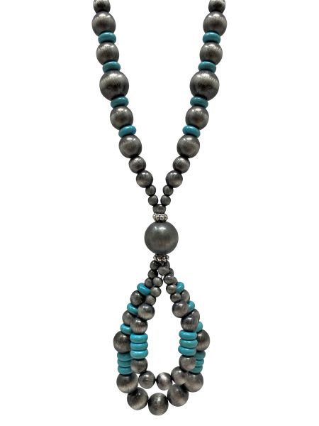 Turquoise Navajo pearl beaded teardrop necklace - Henderson's Western Store