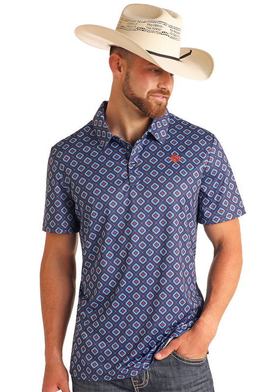 Men's Rock & Roll Polo Shirt ~ Navy - Henderson's Western Store