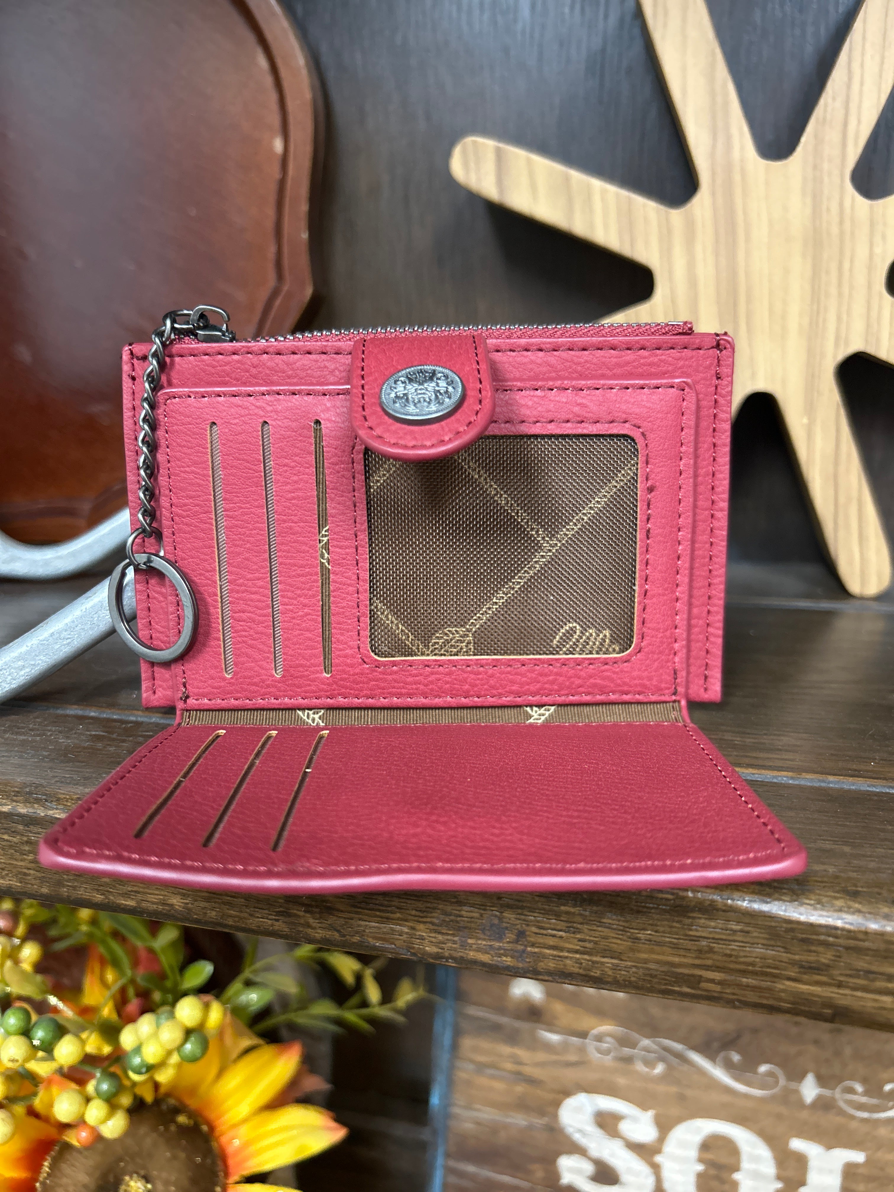 Wrangler Floral Embossed Bi-fold Wallet ~ Red - Henderson's Western Store