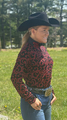 Red Raspberry Leopard Print Front Zip Shirt - Henderson's Western Store
