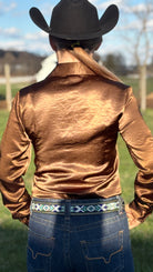 Satin Pullover Button Up by Cowgirl Tuff ~ Chocolate - Henderson's Western Store