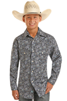Boy's Paisley Print by Rock & Roll ~ Blue - Henderson's Western Store