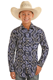 Boy's Aztec Print by Rock & Roll ~ Blue - Henderson's Western Store