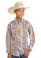 Boy's Stripe Aztec Print by Rock & Roll ~ Orange - Henderson's Western Store