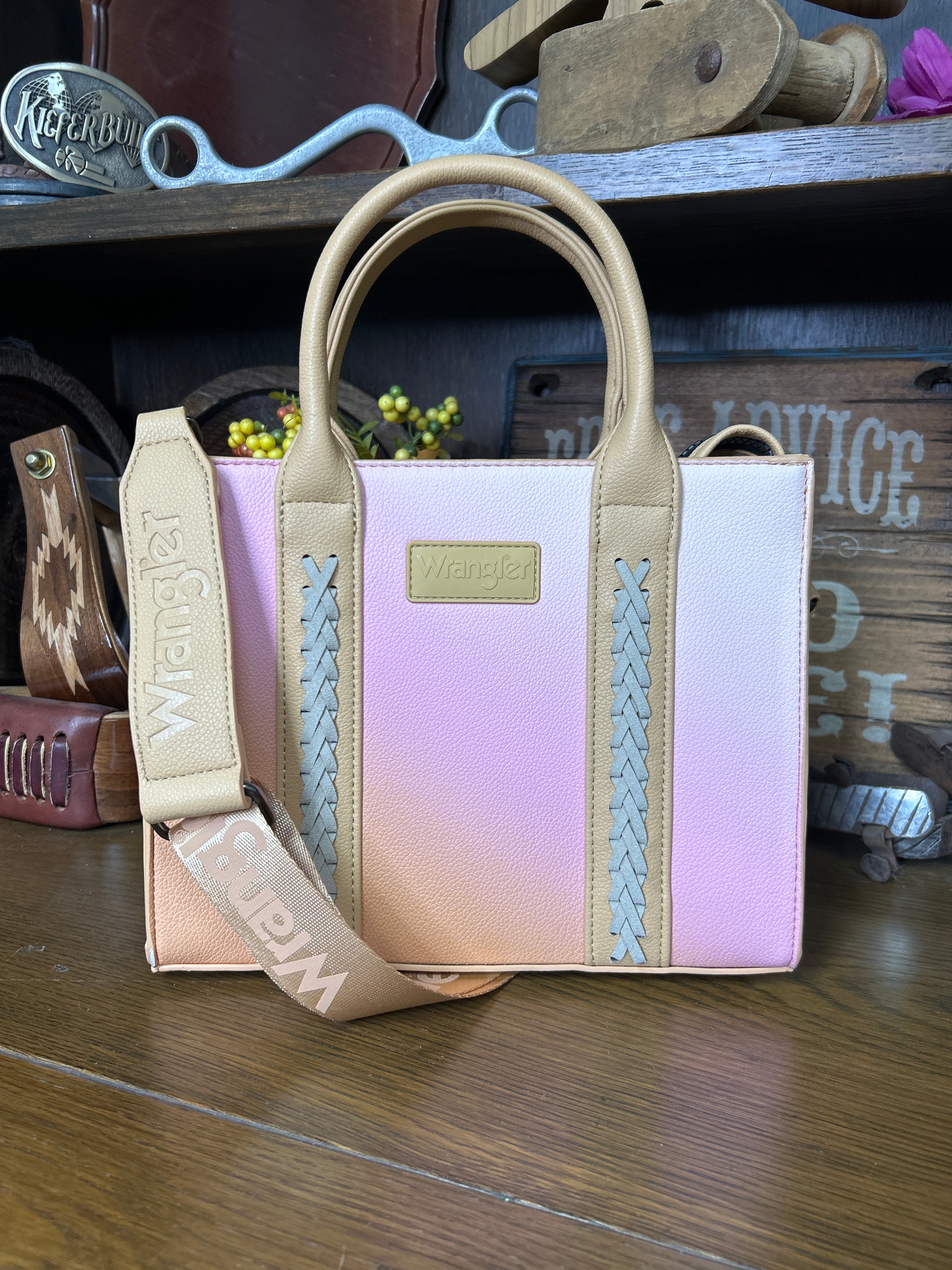Wrangler Ombre Western Tote/Crossbody ~ Tan - Henderson's Western Store