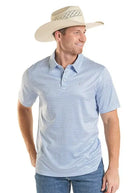 Men's Blue Diamond Print Polo - Henderson's Western Store