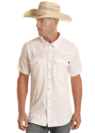 Men's Solid TekWestern Snap ~ White - Henderson's Western Store