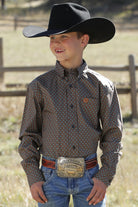 Boy's Cinch Geo Print ~ Brown - Henderson's Western Store