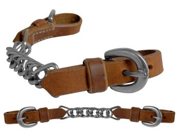 Leather Flat Link Curb Chain - Henderson's Western Store