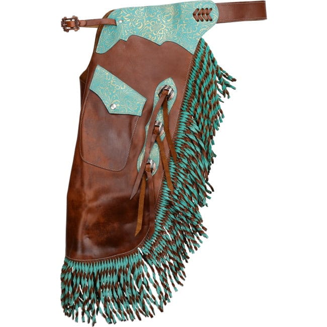 Teal Rose Leather Chinks
