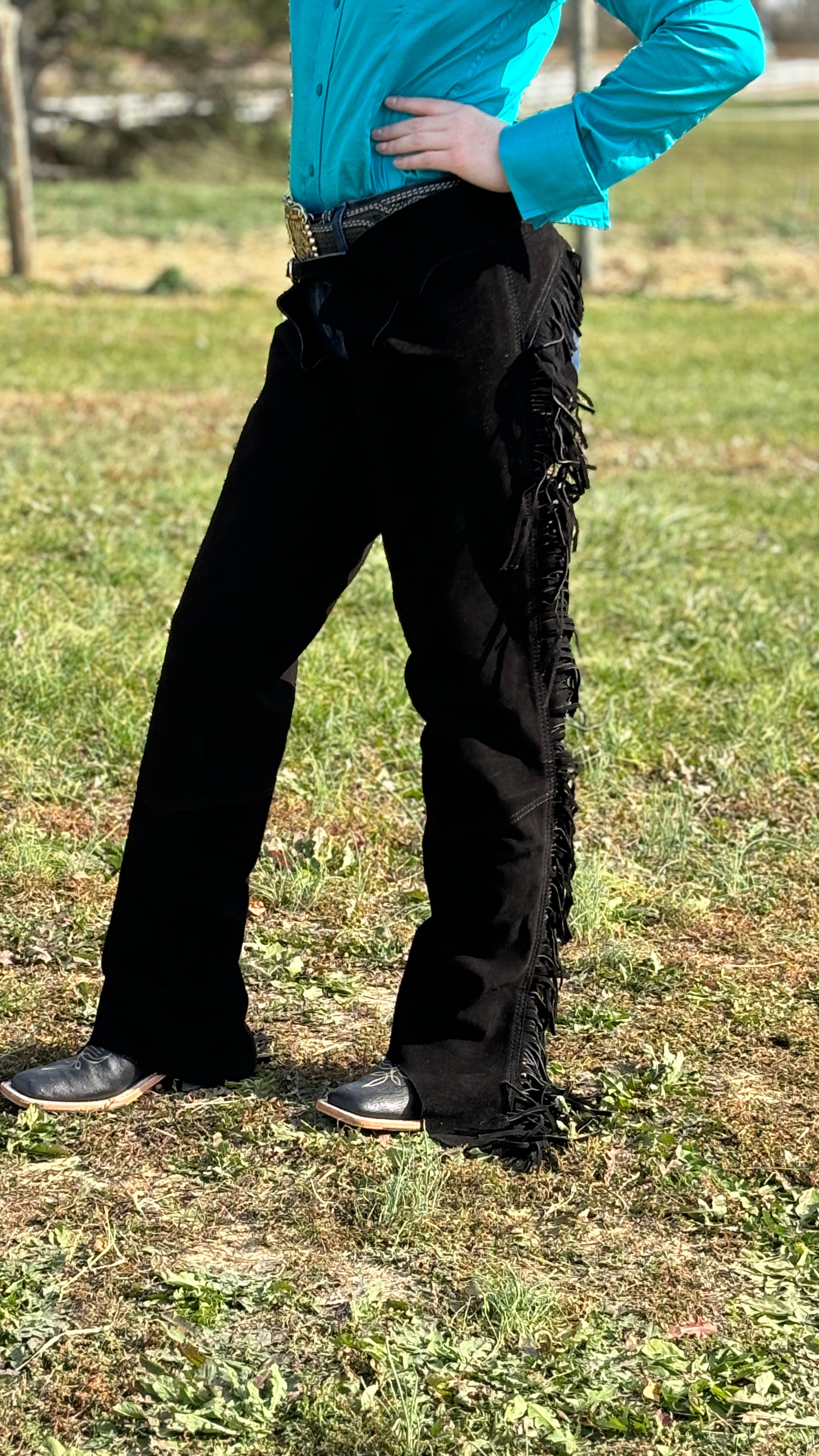 Suede Leather Chaps ~ Black - Henderson's Western Store