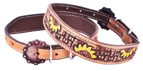 Basket Stamped Dog Collar~Sunflower - Henderson's Western Store