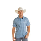 Men's Blue Geo Print Polo - Henderson's Western Store