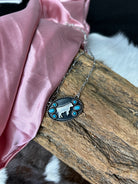 Western Oval Cow Silhouette Turquoise Necklace - Henderson's Western Store