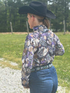 Purple Floral Front Zip Show Shirt - Henderson's Western Store