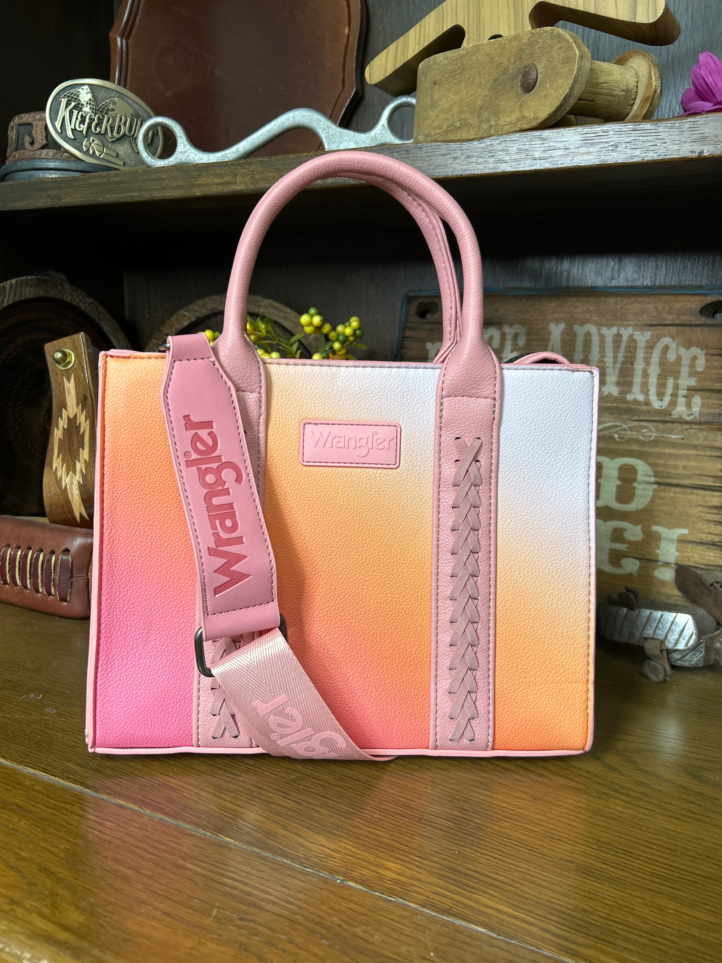 Wrangler Ombre Western Tote/Crossbody ~ Pink - Henderson's Western Store