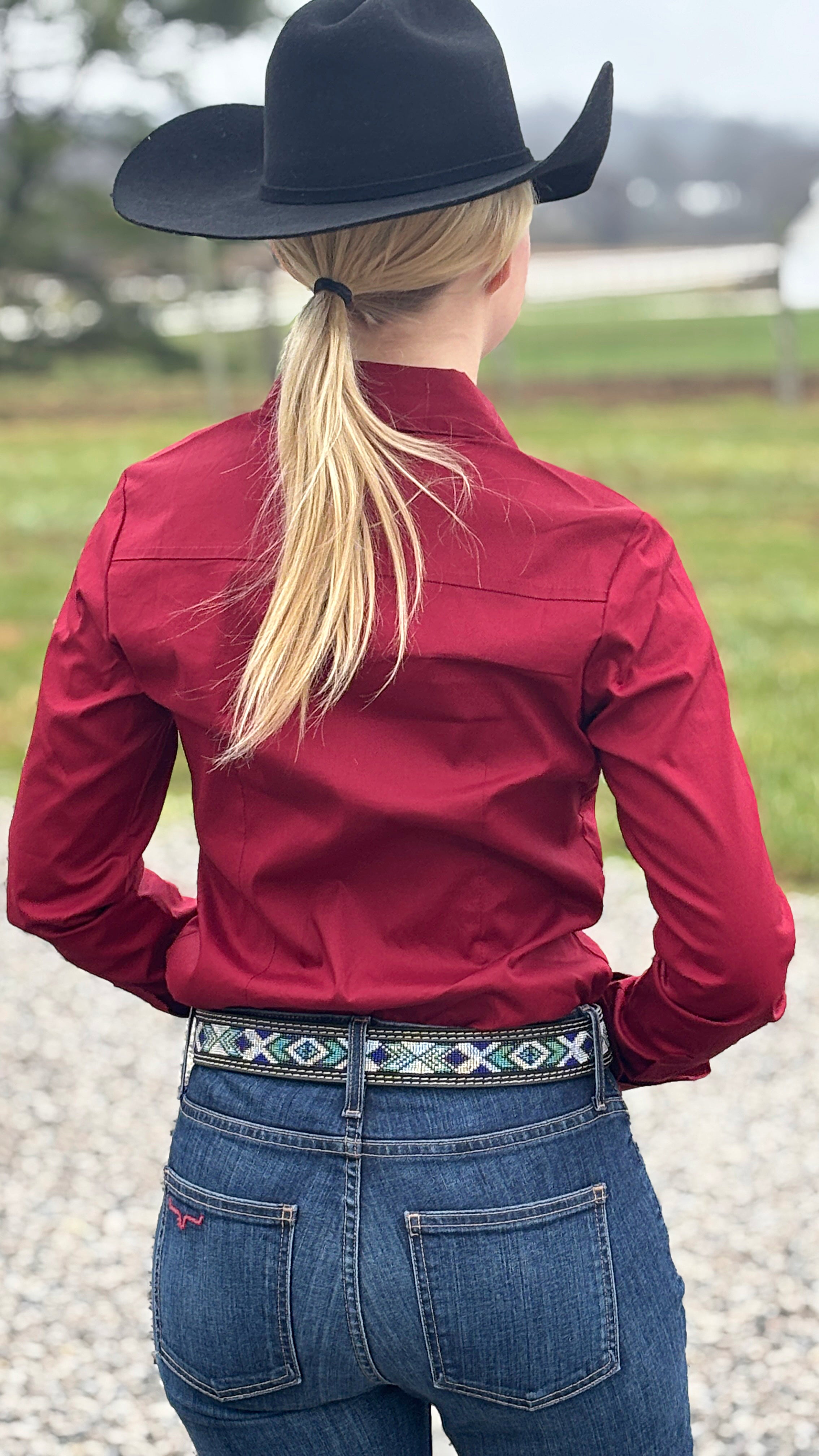 Solid Button Down Shirts ~ Burgundy - Henderson's Western Store