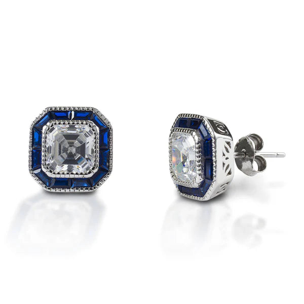 Kelly Herd Asscher Cut-Blue Spinel Earrings - Henderson's Western Store