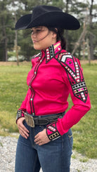 RHC Taffeta Bling Concealed Zipper Show Shirt -Fuchsia - Henderson's Western Store