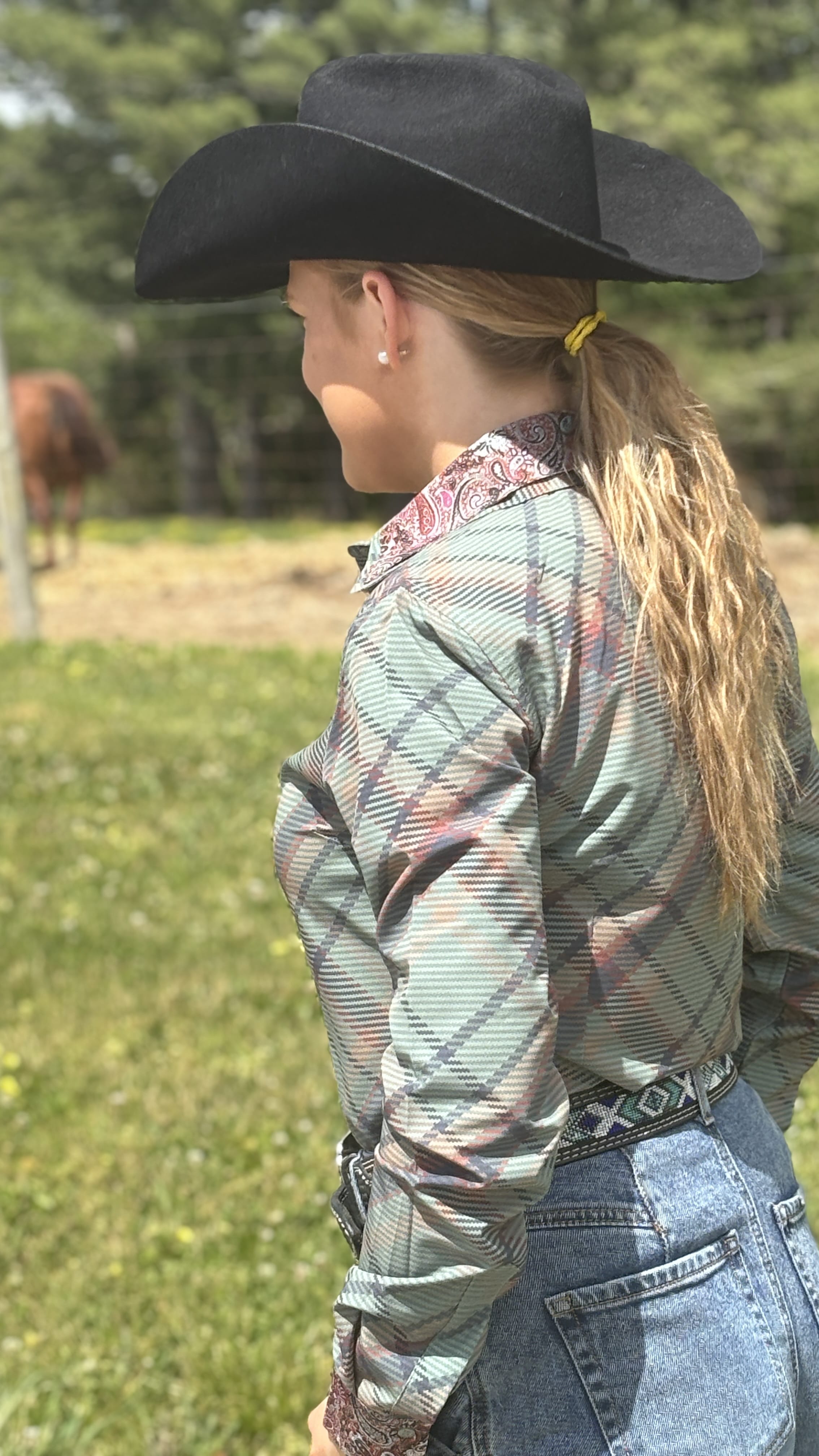 RHC Green Plaid Easy Care Button Up - Henderson's Western Store