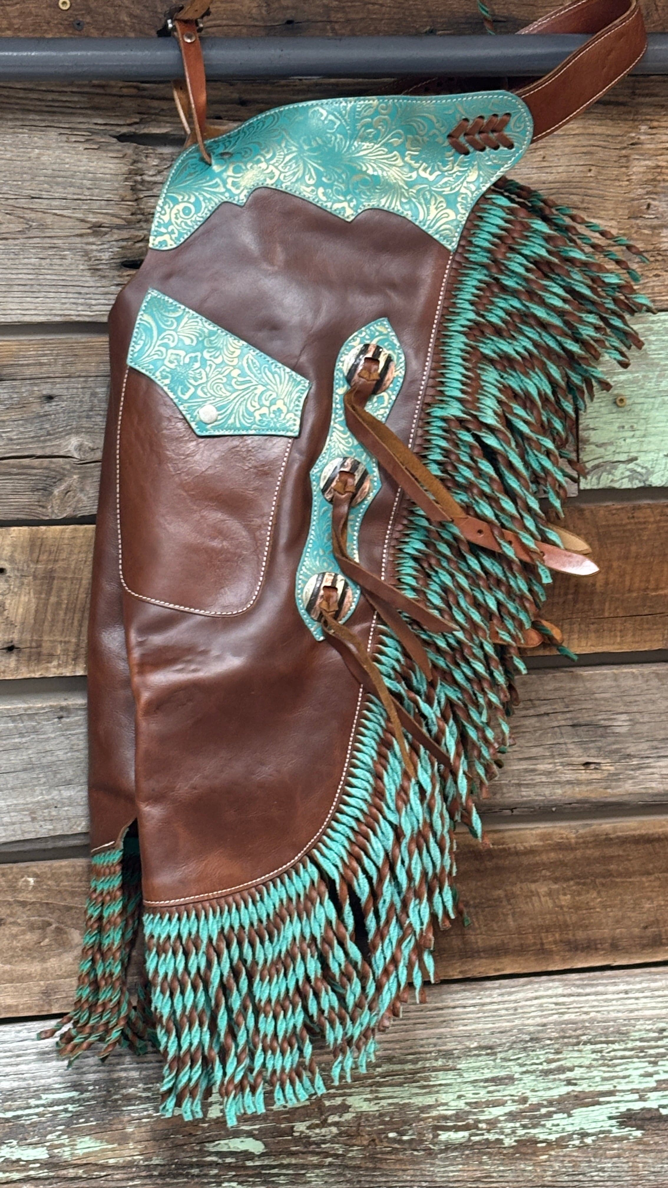 Teal Rose Leather Chinks
