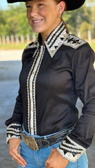 RHC Taffeta Bling Concealed Zipper Show Shirt - Black - Henderson's Western Store