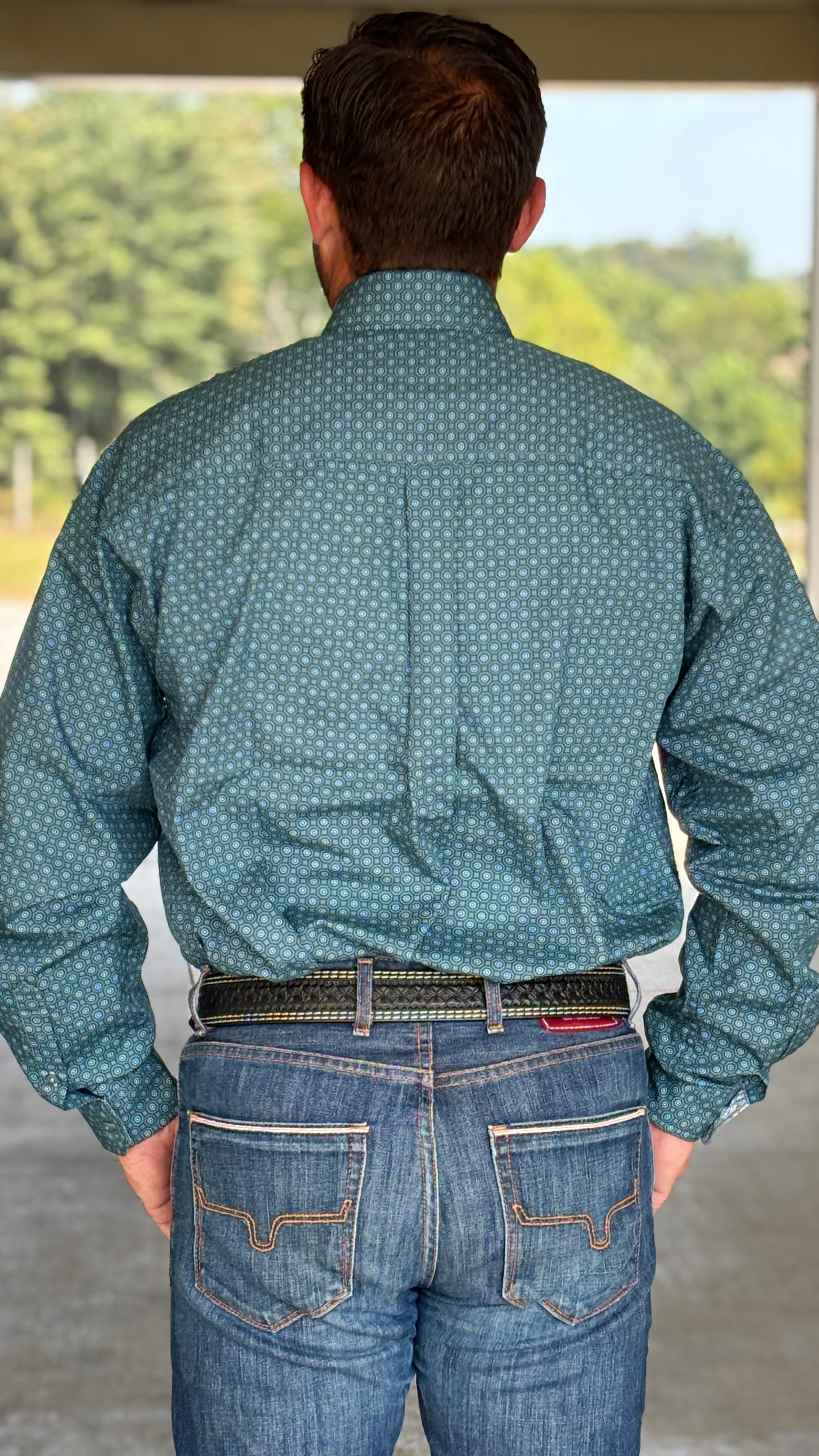Cinch Plain Weave  ~ Green Geo - Henderson's Western Store