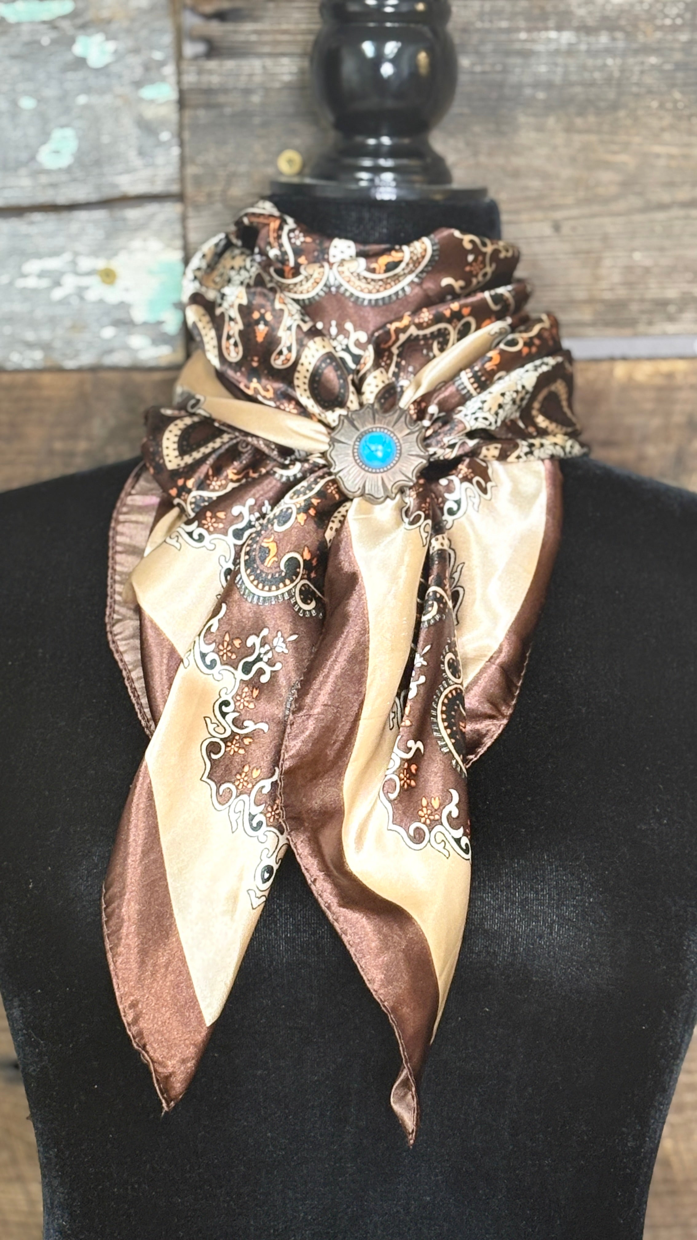 Rodeo Drive Wild Rags/Scarf ~ Brown & Tan Paisley - Henderson's Western Store