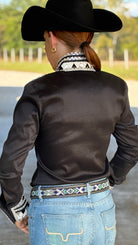 RHC Taffeta Bling Concealed Zipper Show Shirt - Black - Henderson's Western Store