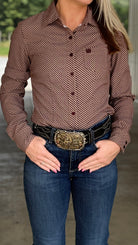 Ladies Cinch  ~ Maroon Geo Print - Henderson's Western Store