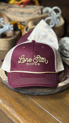 Lone Star Ropes Script Trucker Cap ~ Maroon/Tan - Henderson's Western Store