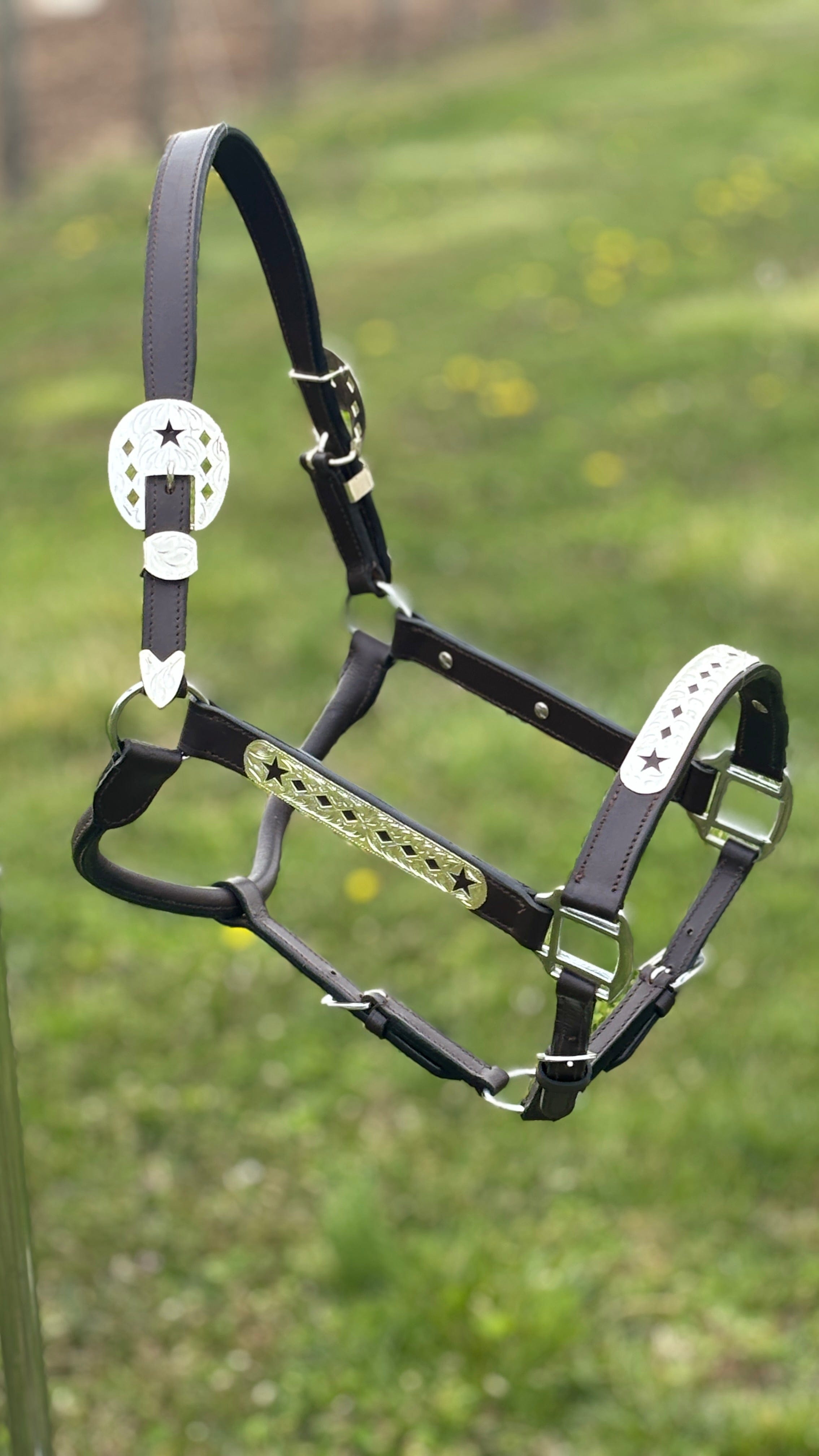 Leather Show Halter ~  Diamonds & Stars - Henderson's Western Store