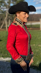RHC Taffeta Bling Concealed Zipper Show Shirt -Red - Henderson's Western Store