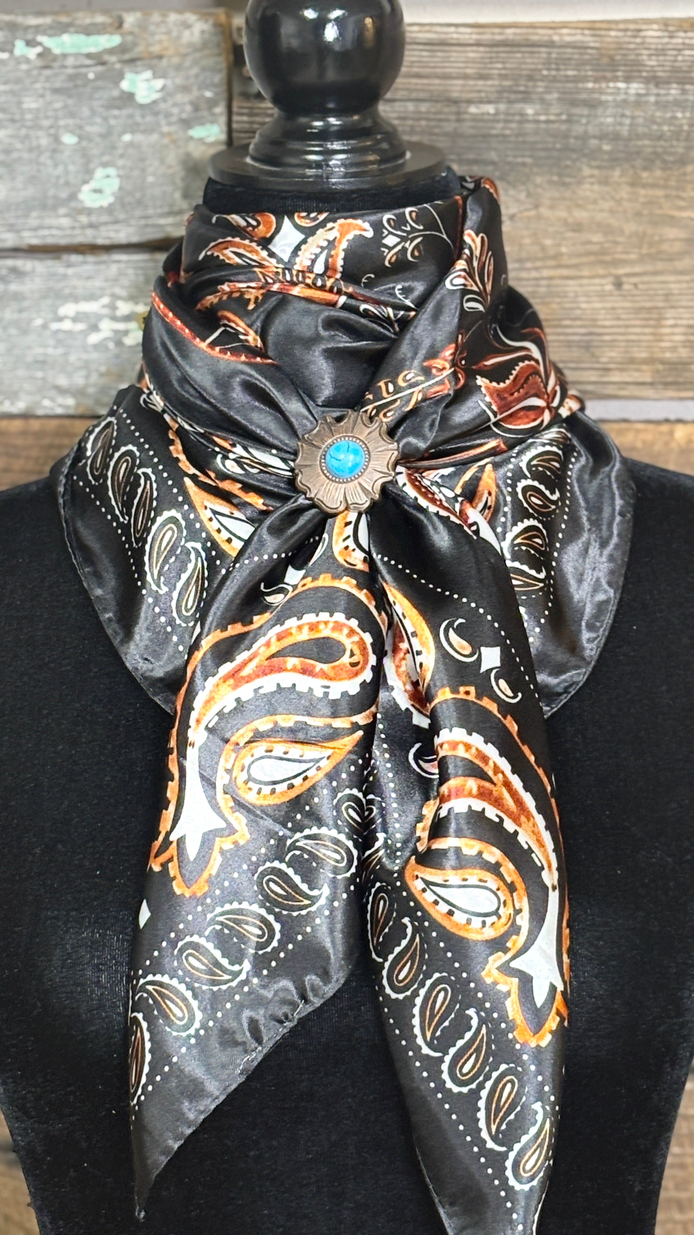 Rodeo Drive Wild Rags/Scarf ~ Black & Rust Floral - Henderson's Western Store