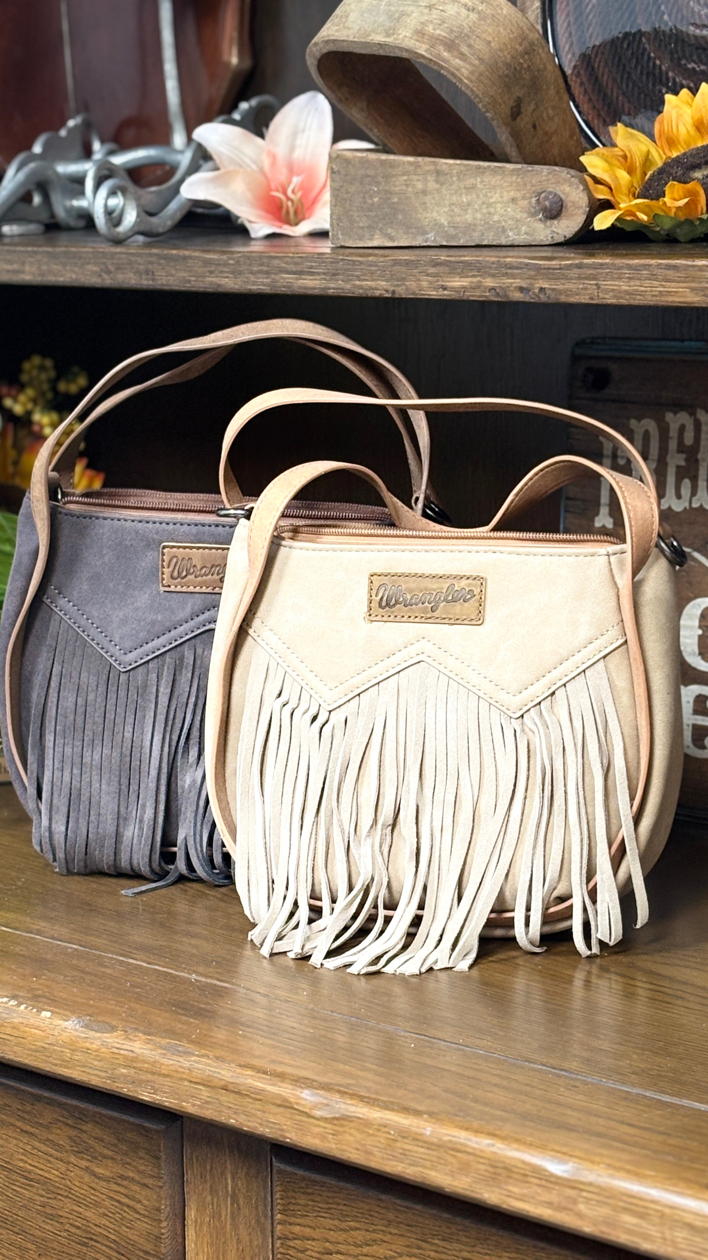 Wrangler "W" Stitch Fringe Tote/Crossbody - Henderson's Western Store
