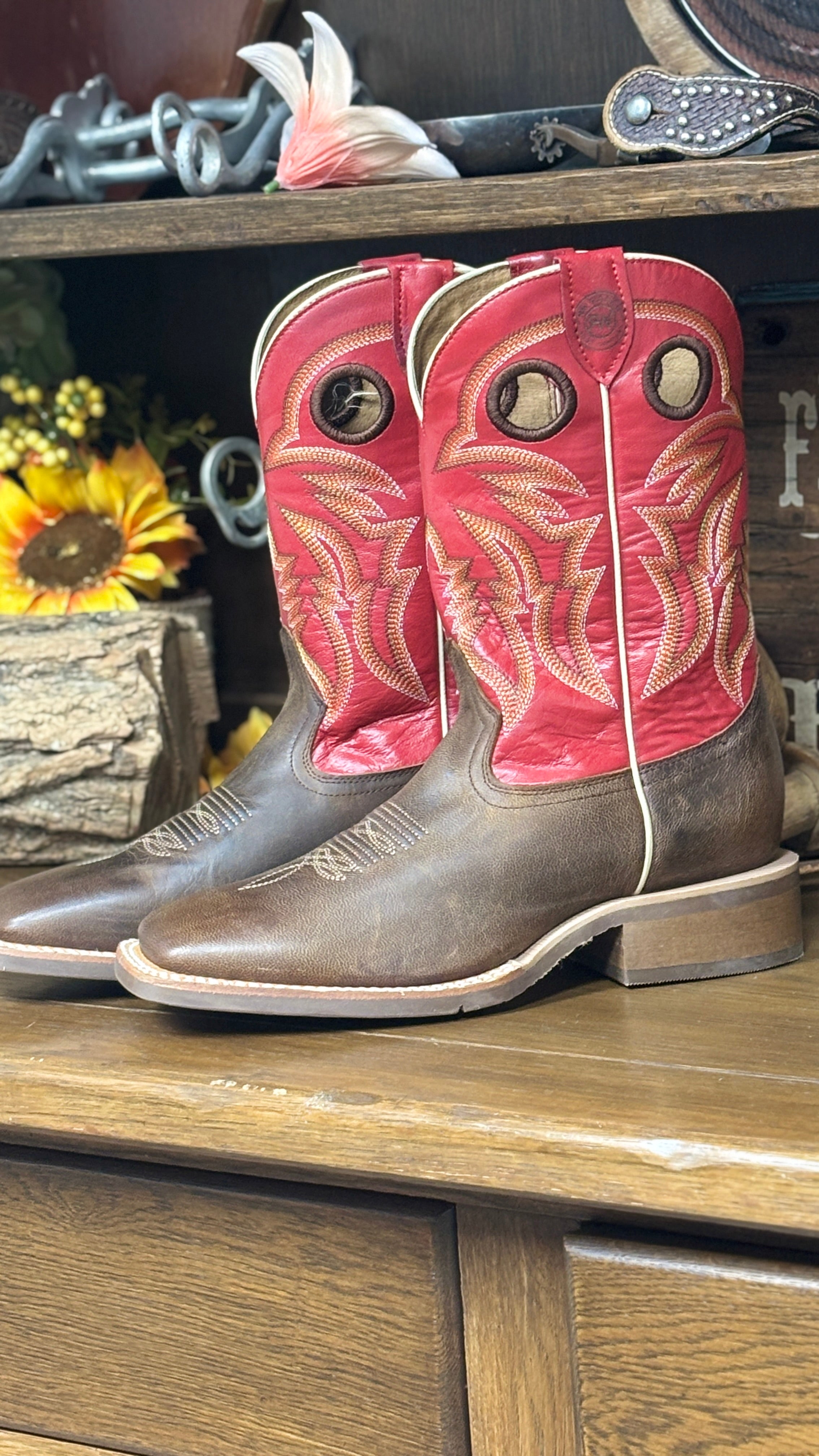 Men’s Goat Wide Square Boots by R. Watson~Red - Henderson's Western Store