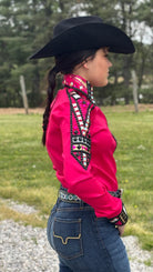 RHC Taffeta Bling Concealed Zipper Show Shirt -Fuchsia - Henderson's Western Store