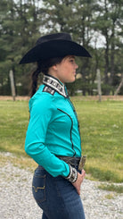 RHC Taffeta Bling Concealed Zipper Show Shirt -Teal Temptation - Henderson's Western Store