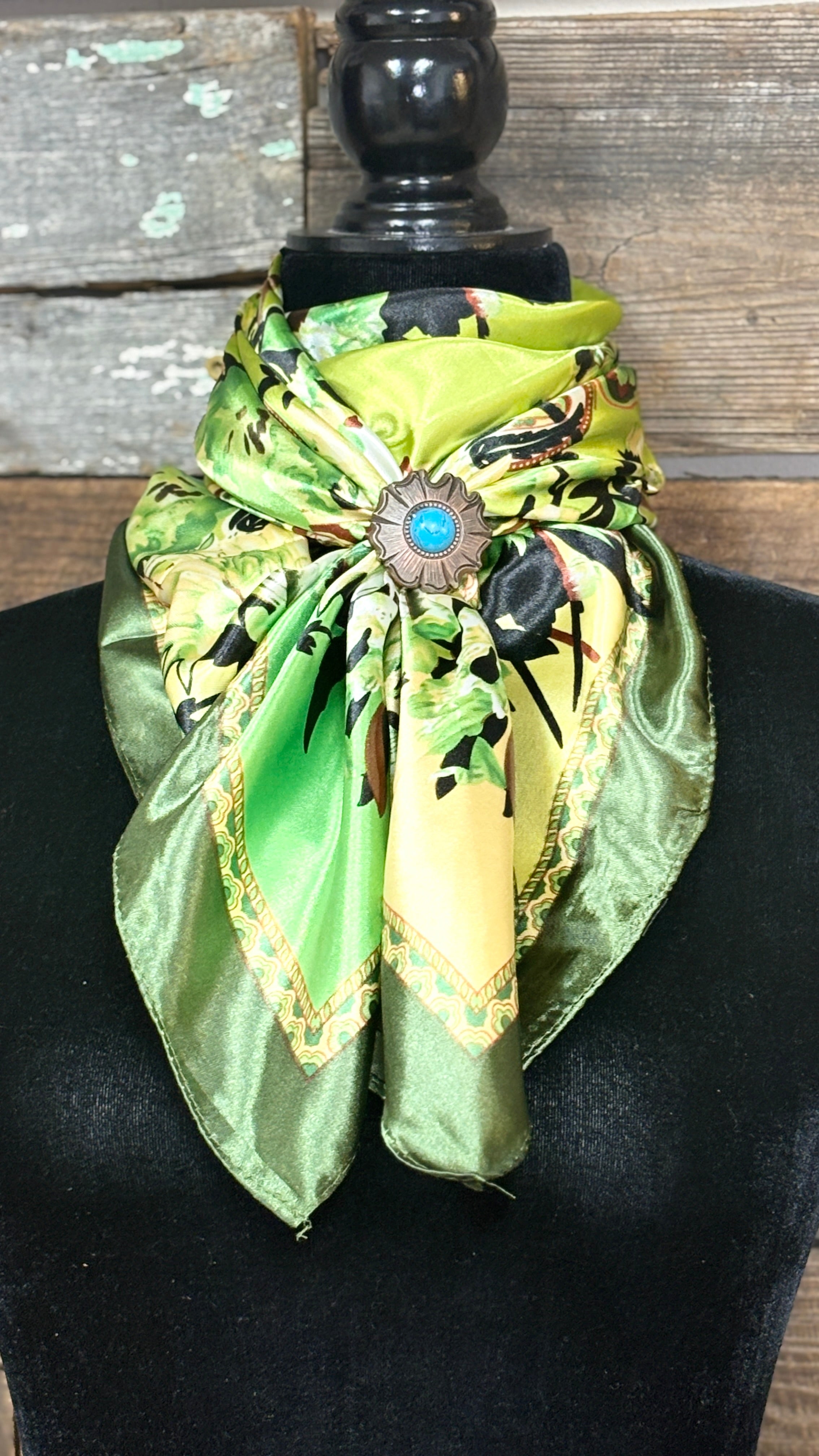 Rodeo Drive Wild Rags/Scarf ~ Moss Green Floral - Henderson's Western Store