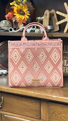 Wrangler Aztec Studded Tote/Crossbody ~ Pink - Henderson's Western Store