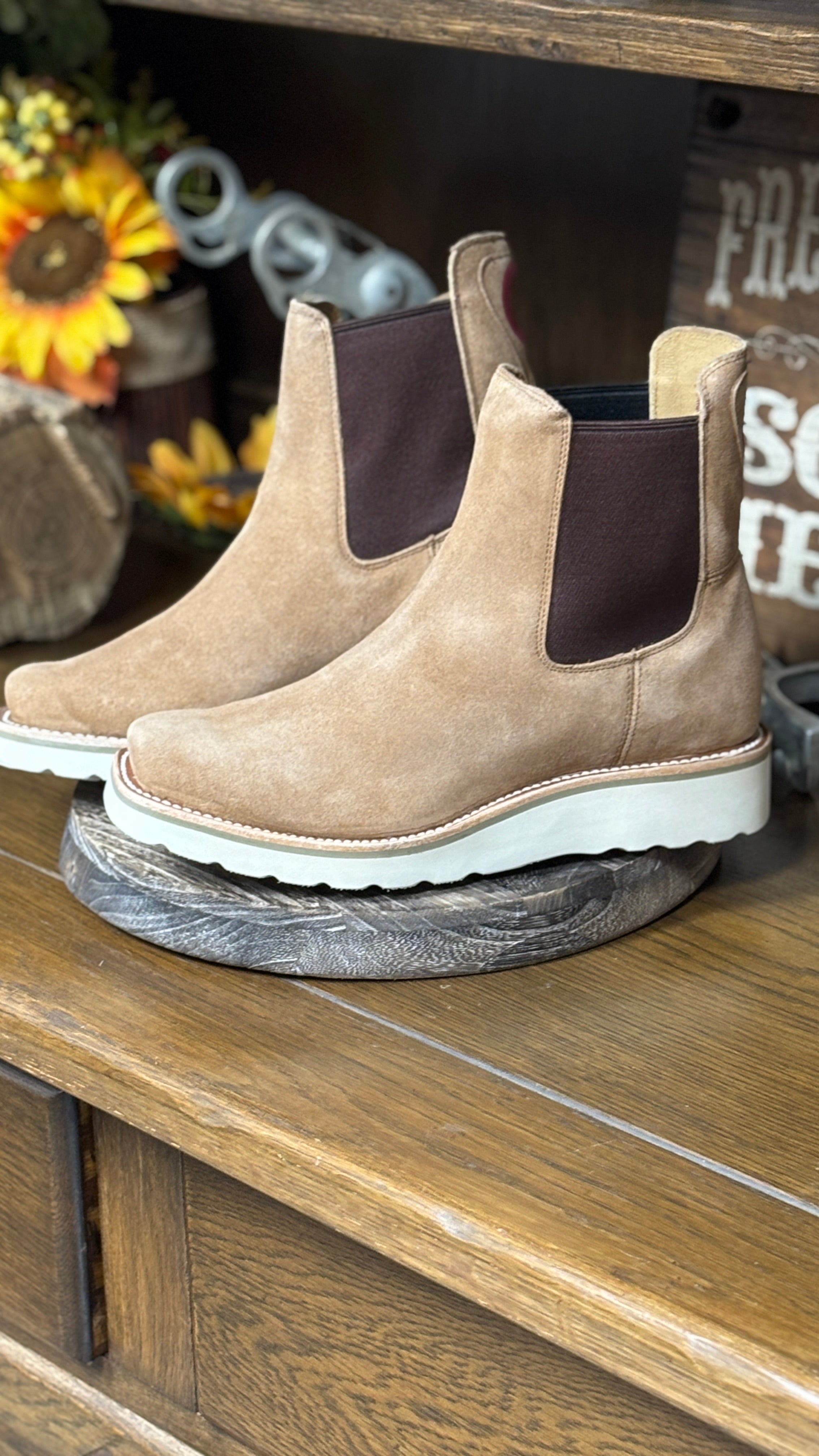 Swedge Tobacco Suede Boots by Macie Bean - Henderson's Western Store
