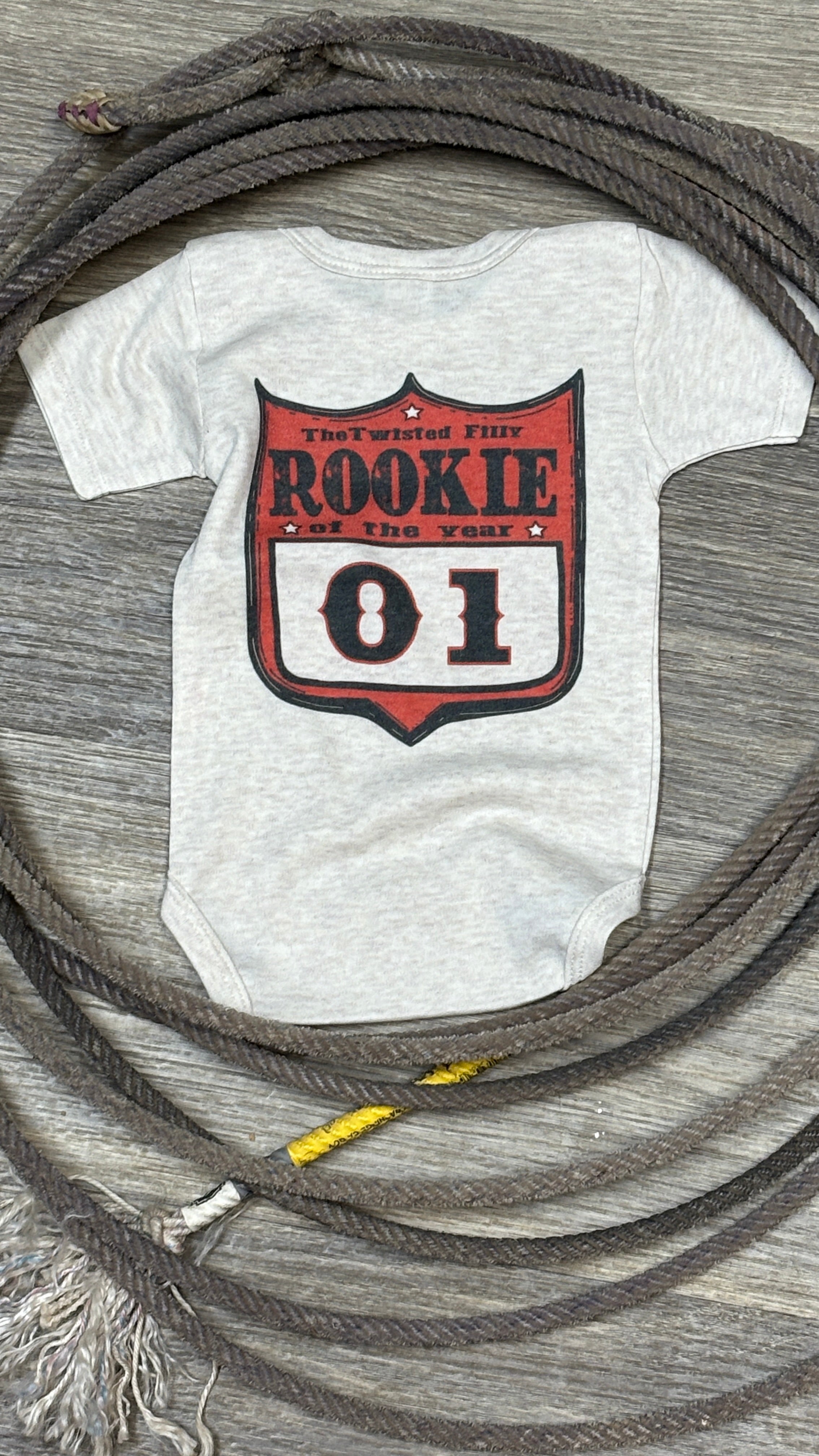 Rookie Of The Year Rodeo Back Number Onesie - Henderson's Western Store