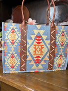 Wrangler Southwest Print Tote ~ Blue - Henderson's Western Store