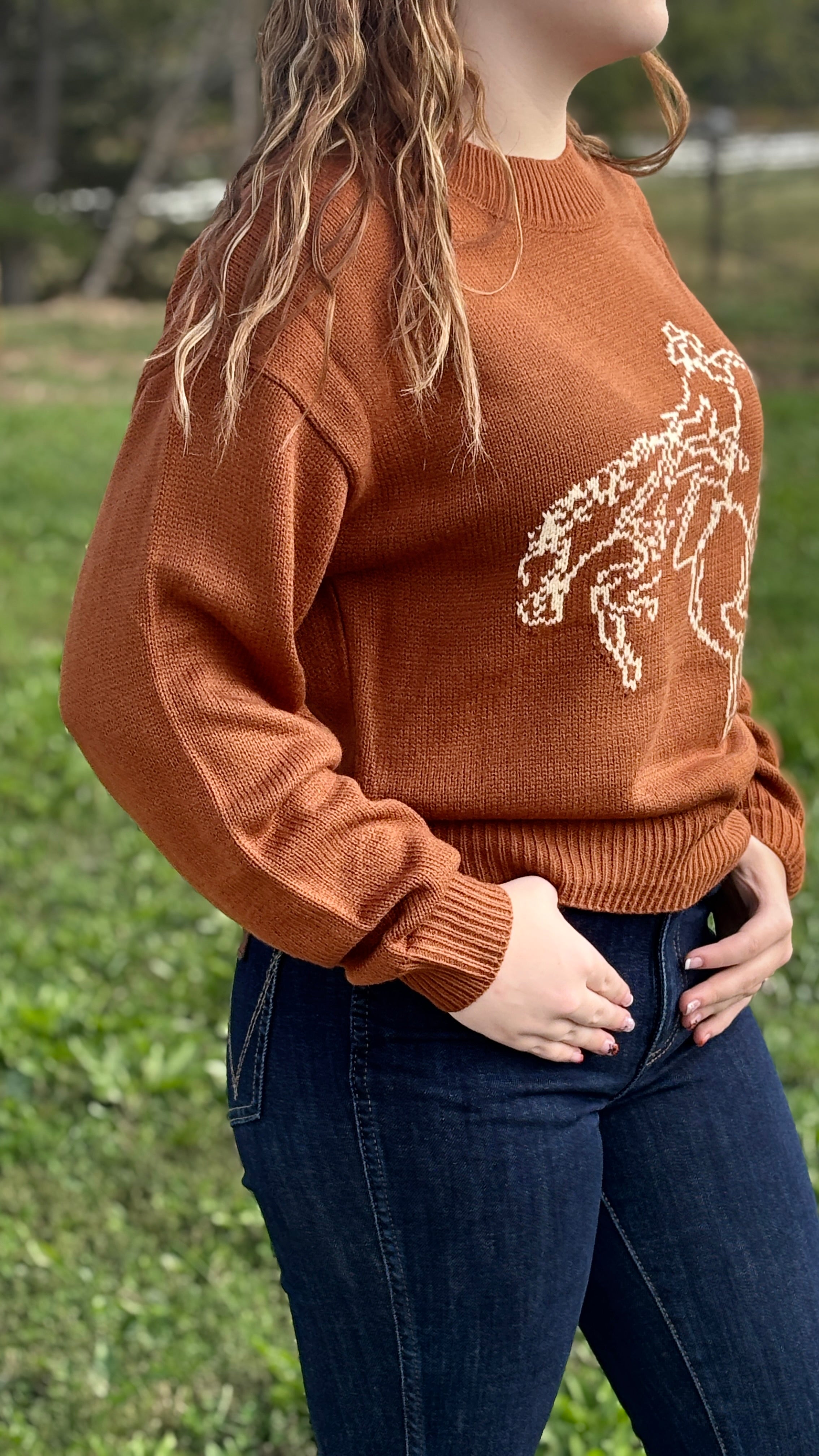 Wrangler Retro® Horse Intarsia Crew Neck Sweater - Henderson's Western Store
