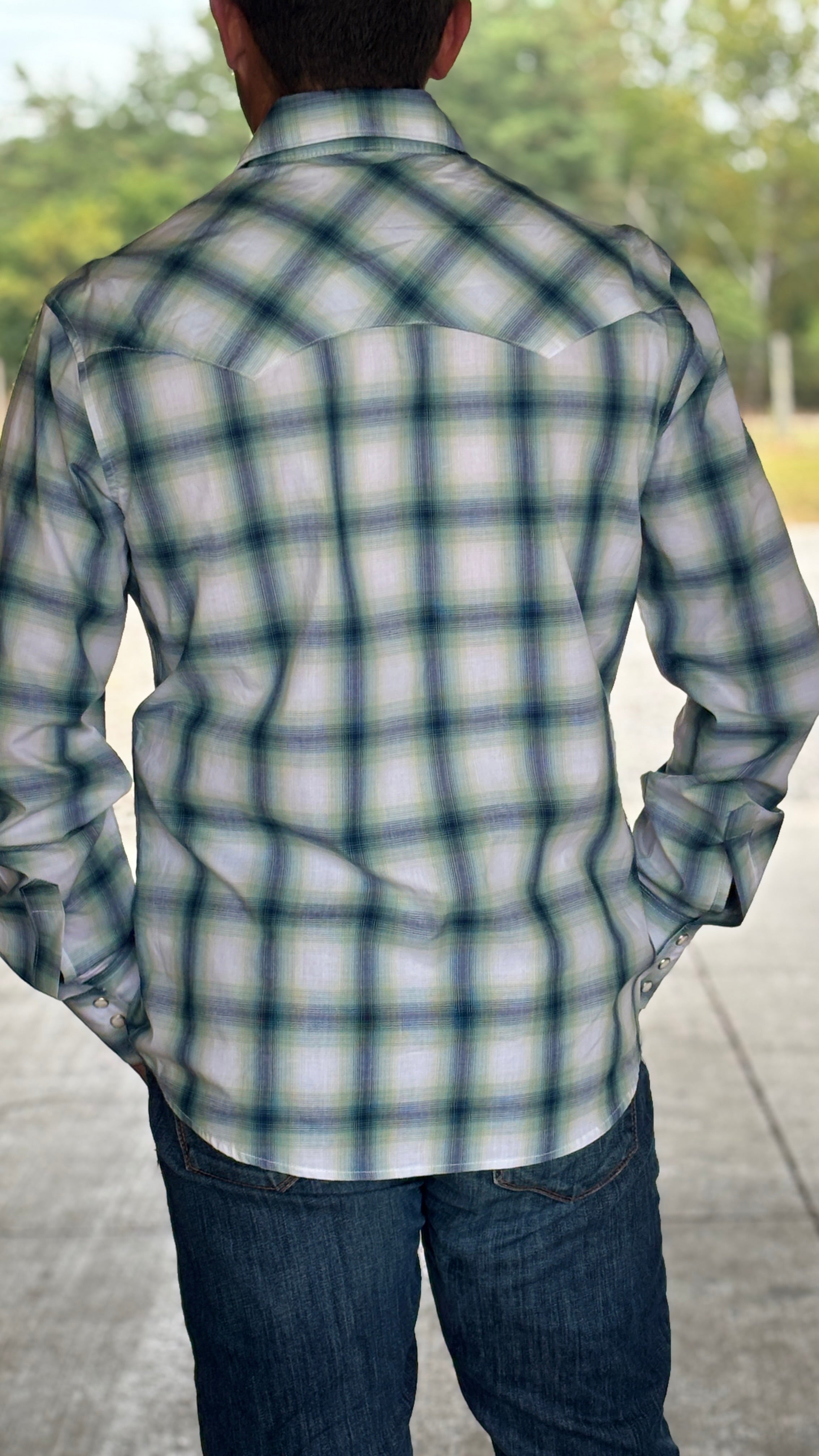 Men's Wrangler Retro Plaid ~ Teal - Henderson's Western Store