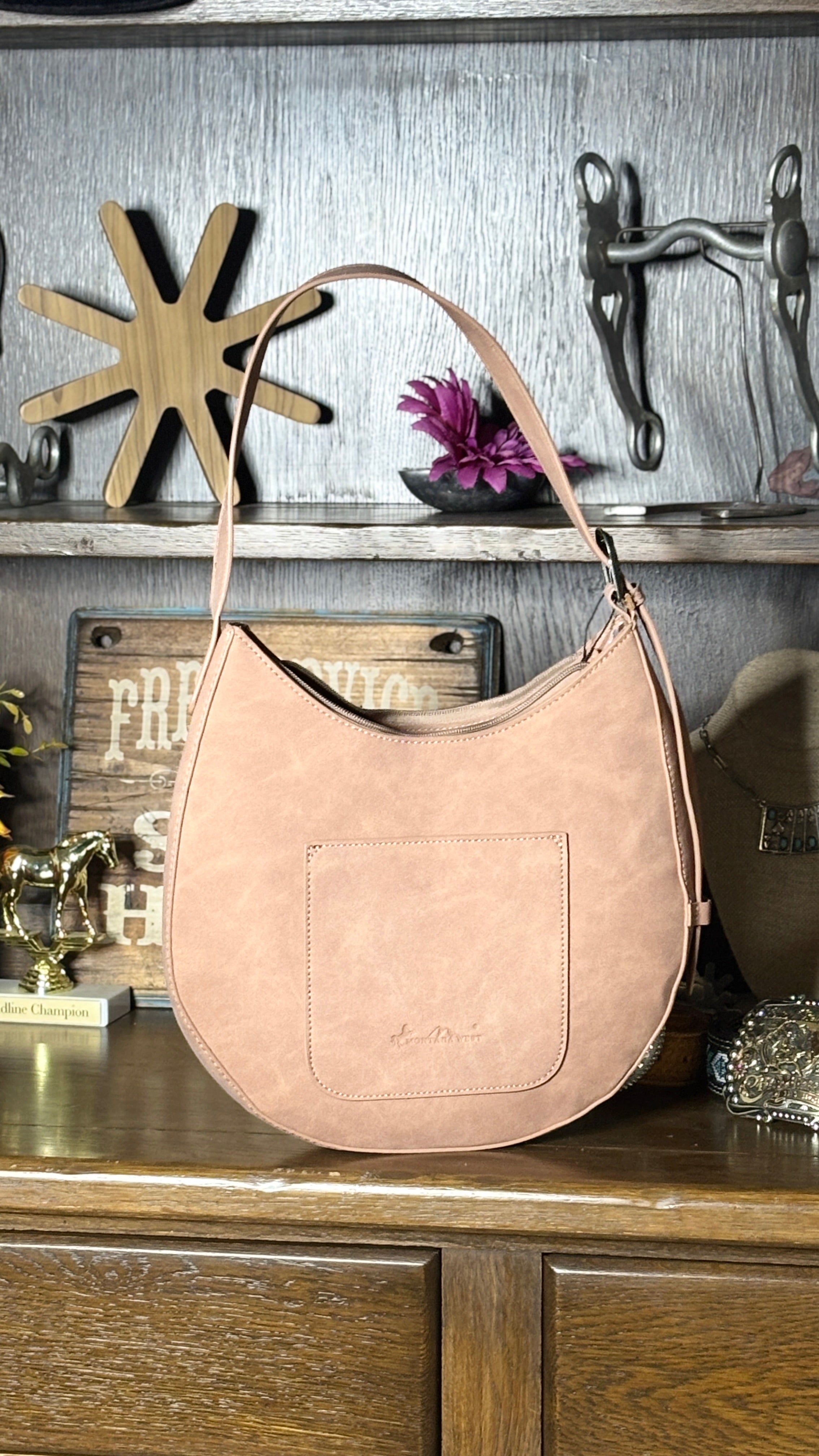 MW Aztec Cut-Out Hobo Shoulder Bag ~ Pink - Henderson's Western Store