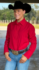 RHC Buckstitch W/Mesh Yoke Show Shirt ~ Red - Henderson's Western Store