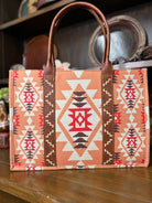 Wrangler Southwest Print Tote ~ Orange - Henderson's Western Store
